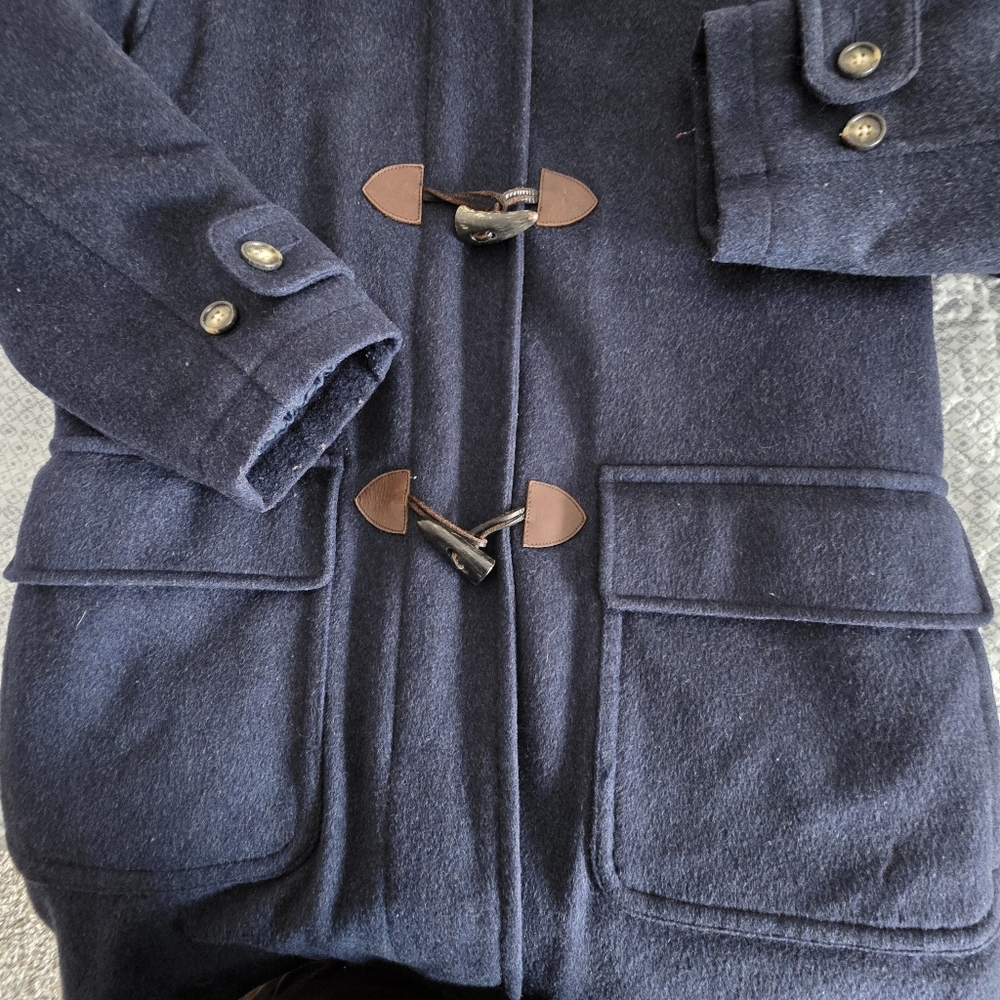 Vintage Lands End Navy Original Tiroler Loden Toggle Coat w/Hood Size M - Picture 12 of 16